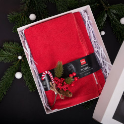 Ručník v dárkové krabičce, HARVIA, 70 x 140 cm, červený 