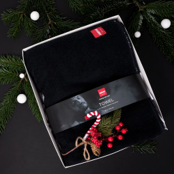 Ručník HARVIA #healingwithheat v dárkovém balení, 90 x 170 cm, černý 