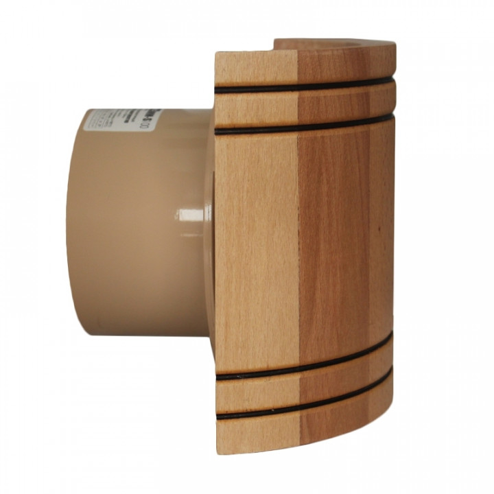 Saunový ventilátor MM-S se zpětným ventilem a zakřiveným povrchem dřeva d/100mm