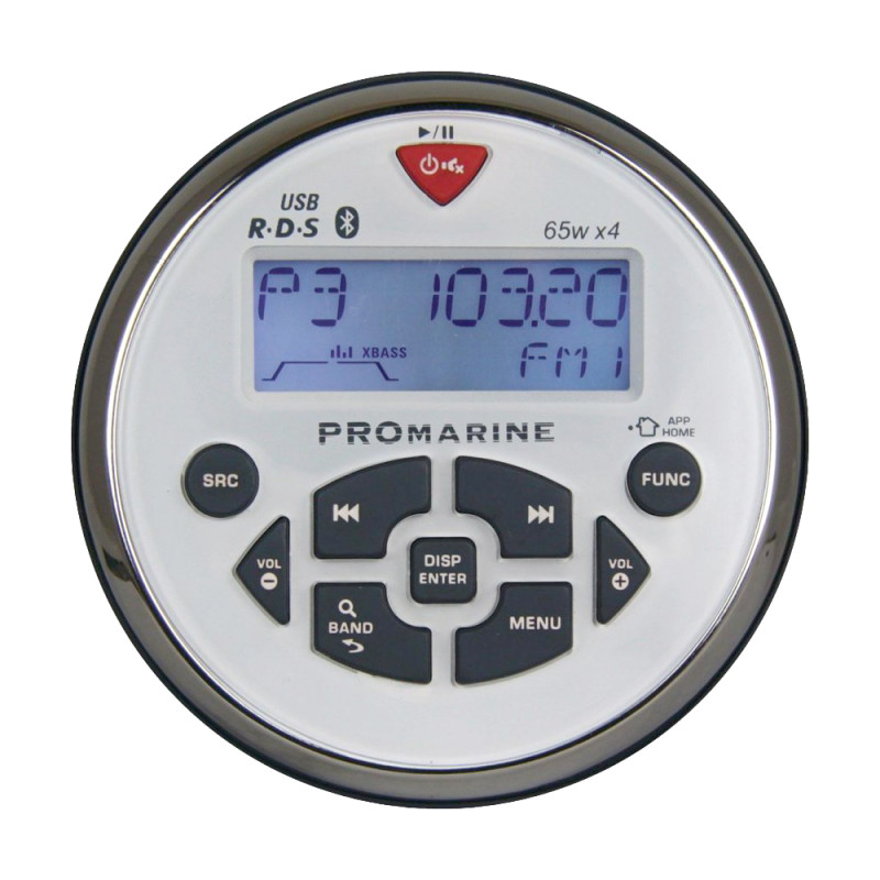 Hudební centrum bez reproduktorů, vodotěsné, bílé