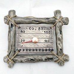 Keramický saunový teploměr - ve větvičkovém rámu  Keramický saunový teploměr - ve větvičkovém rámu