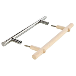 Sada dveřních klik z nerezové oceli a dřeva 