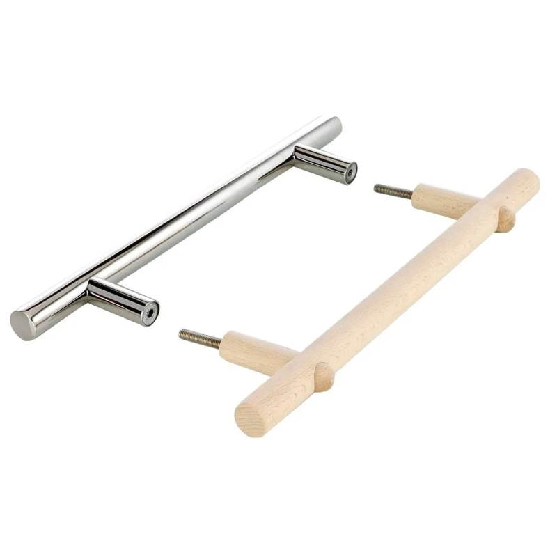 Sada dveřních klik z nerezové oceli a dřeva