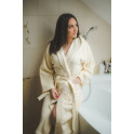 Bavlněný župan s kapucí, krémová - 0