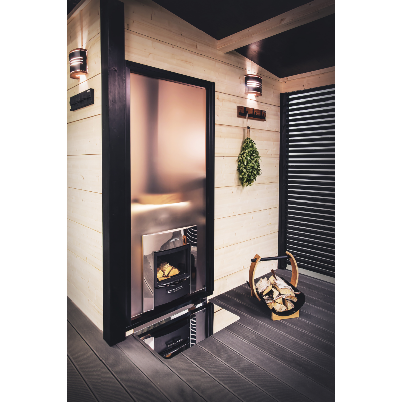 Skleněná stěna HARVIA Duo 9 x 21, včetně rámu, hliník černá