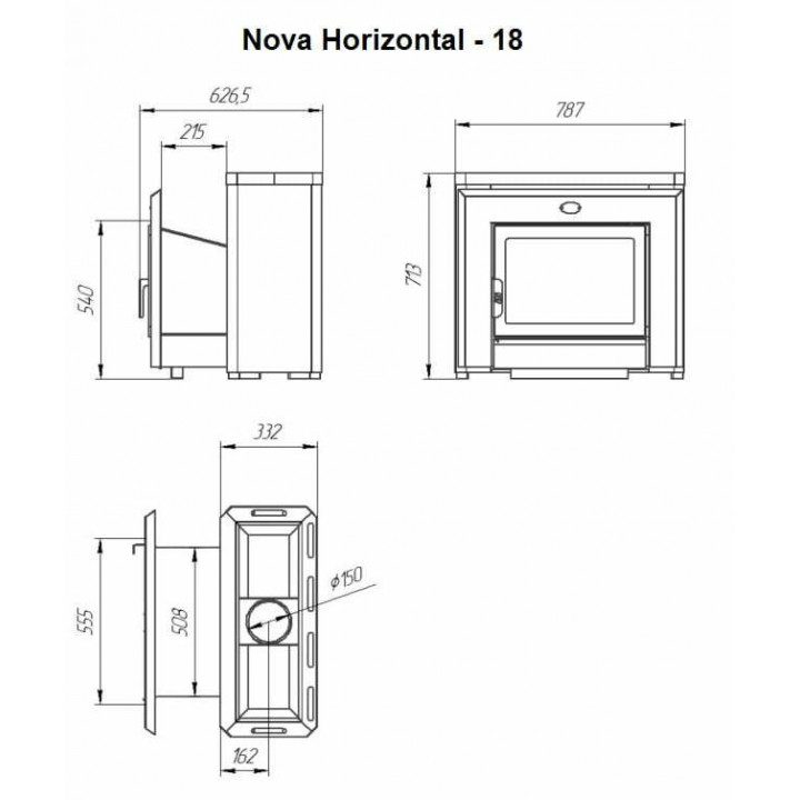Saunová kamna na dřevo - NOVA HORIZONTAL 26