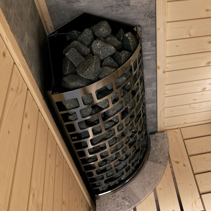 Elektrická saunová kamna – SAWOTEC Ari Corner 7,5 kW, bez řídicí jednotky