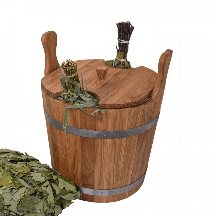 Dřevěný vědro na metly, dub, 12 l