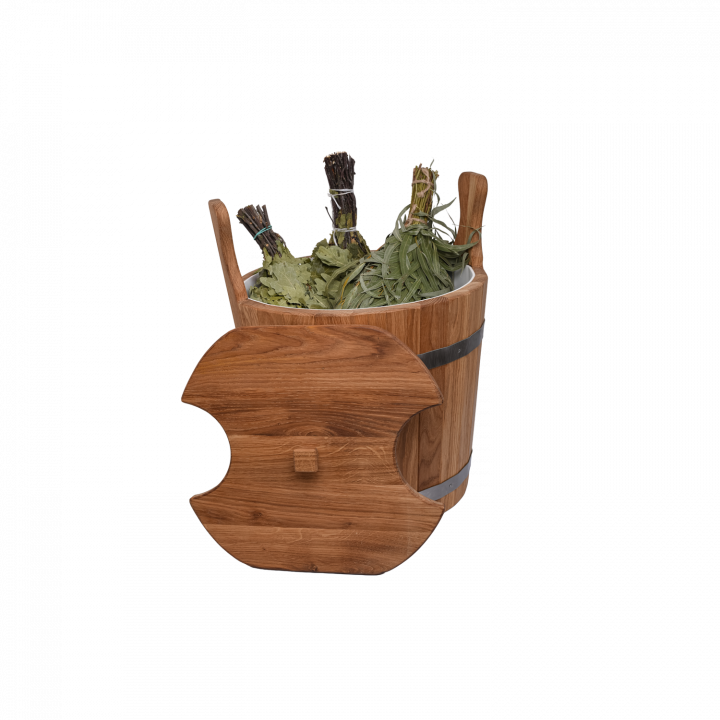 Dřevěný vědro na metly, dub, 12 l