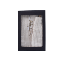 Dárková sada v dárkové krabičce PRO NI. Dámská saunová čepice a zástěra - LNĚNÉ, vyšívané