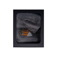 Dárková sada v dárkové krabičce pro NĚJ. Pánská saunová čepice a zástěra - ŠEDÁ