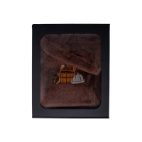 Dárková sada v dárkové krabičce pro NĚJ. Pánská saunová čepice a zástěra - HNĚDÁ