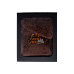 Dárková sada v dárkové krabičce pro NĚJ. Pánská saunová čepice a zástěra - HNĚDÁ 