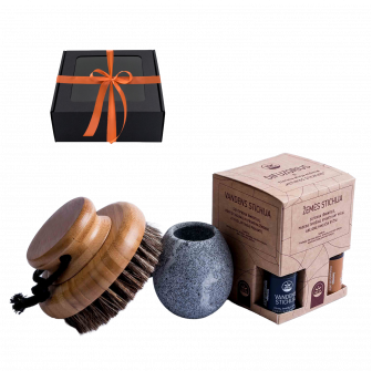 Dárková sada v dárkové krabičce SCENTED WARMTH. Štětec, kelímek na vůně a esenciální oleje.