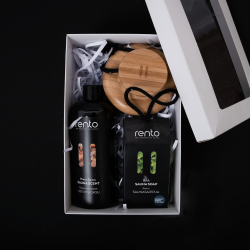 Dárková sada v dárkové krabičce WINTER SPICES. Vonná esence, tělový štětec a mýdlo. 