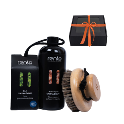 Dárková sada v dárkové krabičce WINTER SPICES. Vonná esence, tělový štětec a mýdlo. 