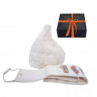 Dárková sada GINTARAI v dárkové krabičce. Klobouk a tampon.