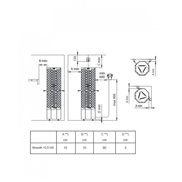 Elektrická saunová kamna - NARVI SMOOTH 10,5 kW, černá