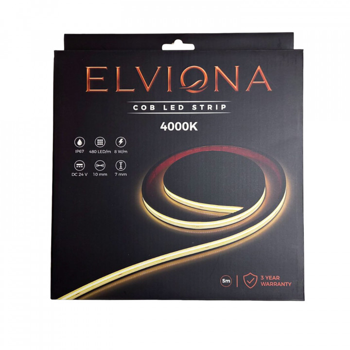 Elviona COB LED páska do sauny, 4000 K, 5 m