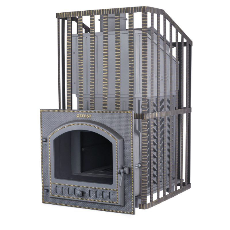 Saunová kamna na dřevo - Gefest GFS ZK Uragan 40 (M) v mřížce