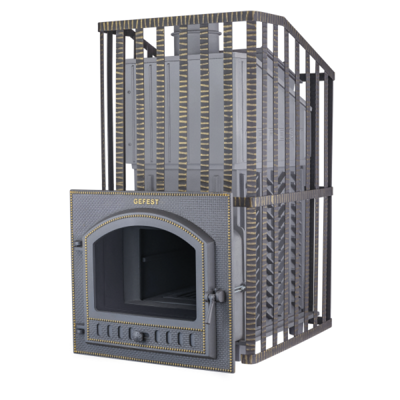 Saunová kamna na dřevo - Gefest GFS ZK Uragan 45 (P) v mřížce