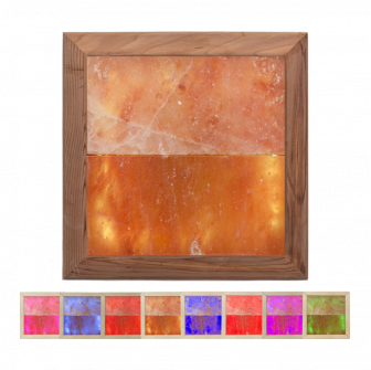 Himálajské solné světlo LED RGB, cedrové dřevo