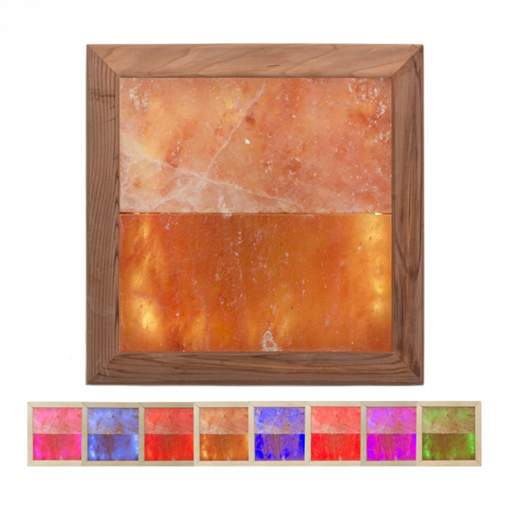 Himálajské solné světlo LED RGB, cedrové dřevo