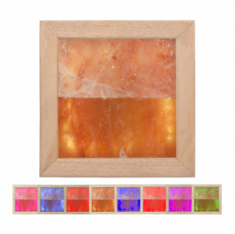 Himálajské solné světlo LED RGB, dřevo abači