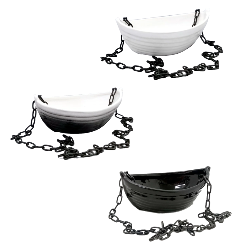 Keramická nádobka na vůně - lodička s řetízkem