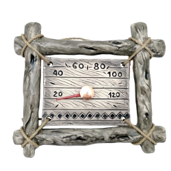 Keramický saunový teploměr - ve větvičkovém rámu 