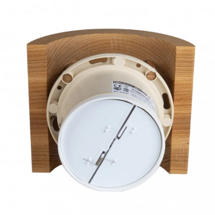 Saunový ventilátor MM-S se zpětným ventilem a zakřiveným povrchem dřeva d/100mm