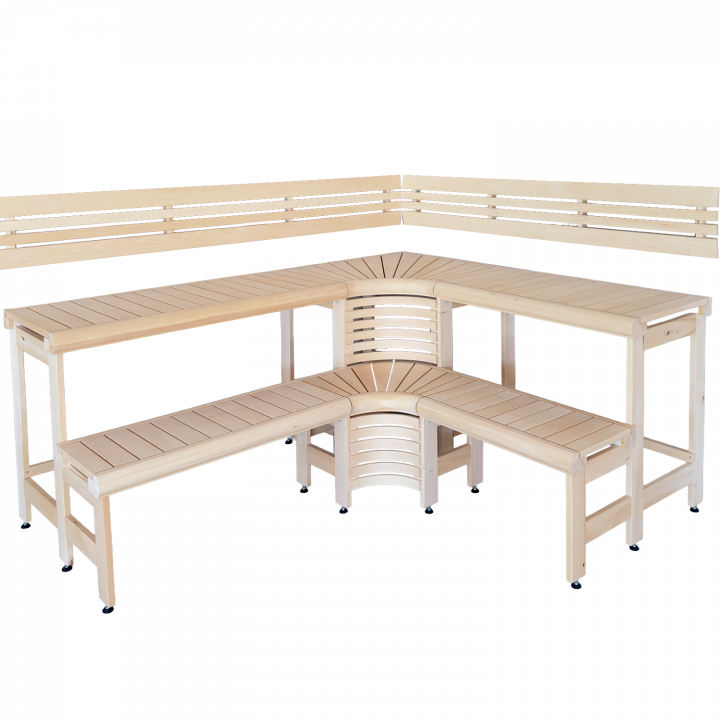 Modulární saunové lavice s designem „Sun Corner“ 2114 × 2696 mm