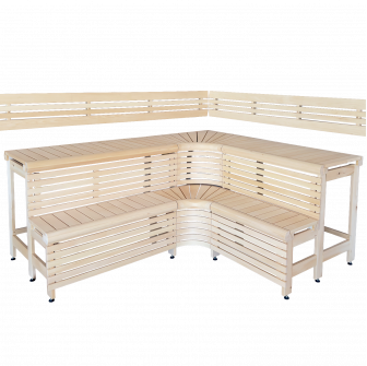 Modulární saunové lavice s designem „Sun Corner“ 2114 × 2406 mm