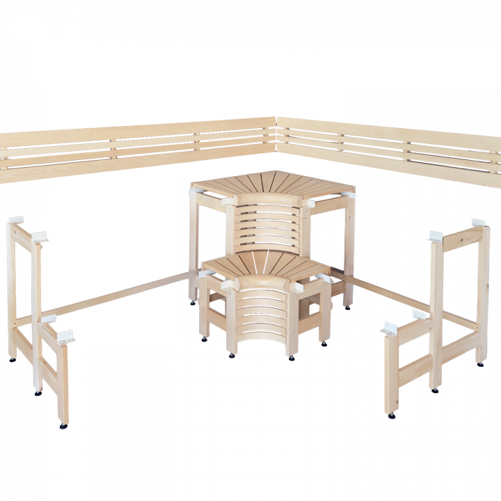 Modulární saunové lavice s designem „Sun Corner“ 2114 × 2696 mm