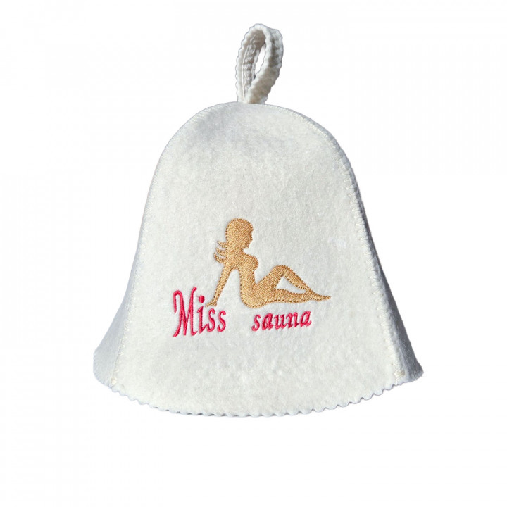 Saunová čepice - Miss Sauna, bílá