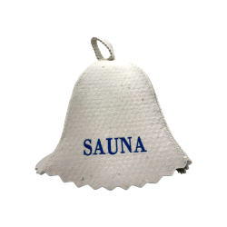 Saunová čepice - SAUNA, s modrým písmem 