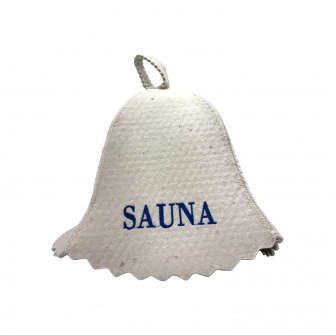 Saunová čepice - SAUNA, s modrým písmem