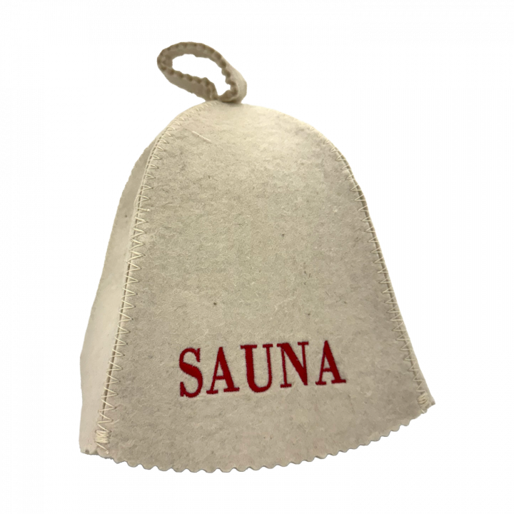 Saunová čepice - Sauna, s červeným písmem