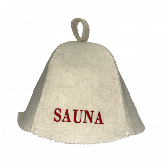 Saunová čepice - Sauna, s červeným písmem
