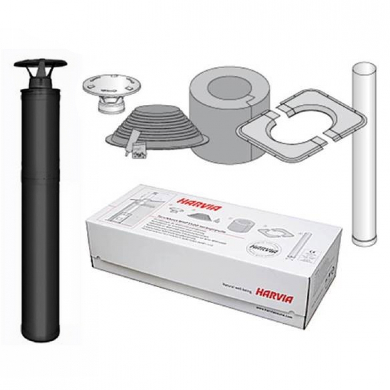 Ocelová izolovaná komínová sada - HARVIA, černá