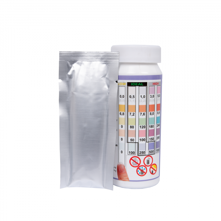 Testovací proužky na vodu Easy-Dip 5 v 1, testování pH/CL/BR/stabilizátoru/alkalinity/tvrdosti