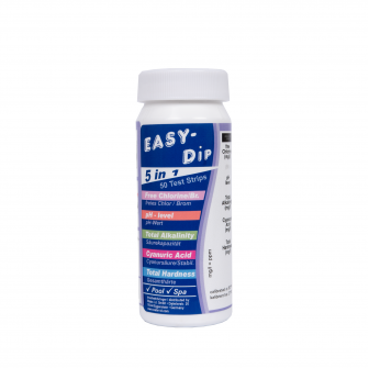 Testovací proužky na vodu Easy-Dip 5 v 1, testování pH/CL/BR/stabilizátoru/alkalinity/tvrdosti